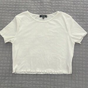 Missguided White lettuce trim crop top
